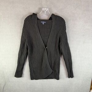Gap Ribbed Knit Womens Cardigan Large Chunky‎ Hooded Sweater E Girl Moto EUC